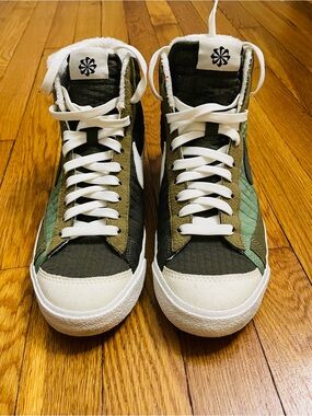 Nike Women's High-Top Sneakers in Olive Green and White